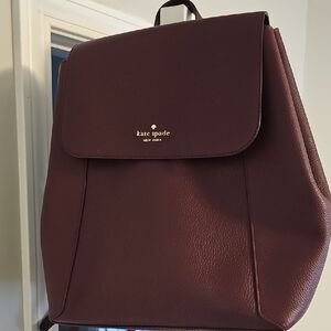 Kate Spade Burgundy Lena Large Flap Backpack